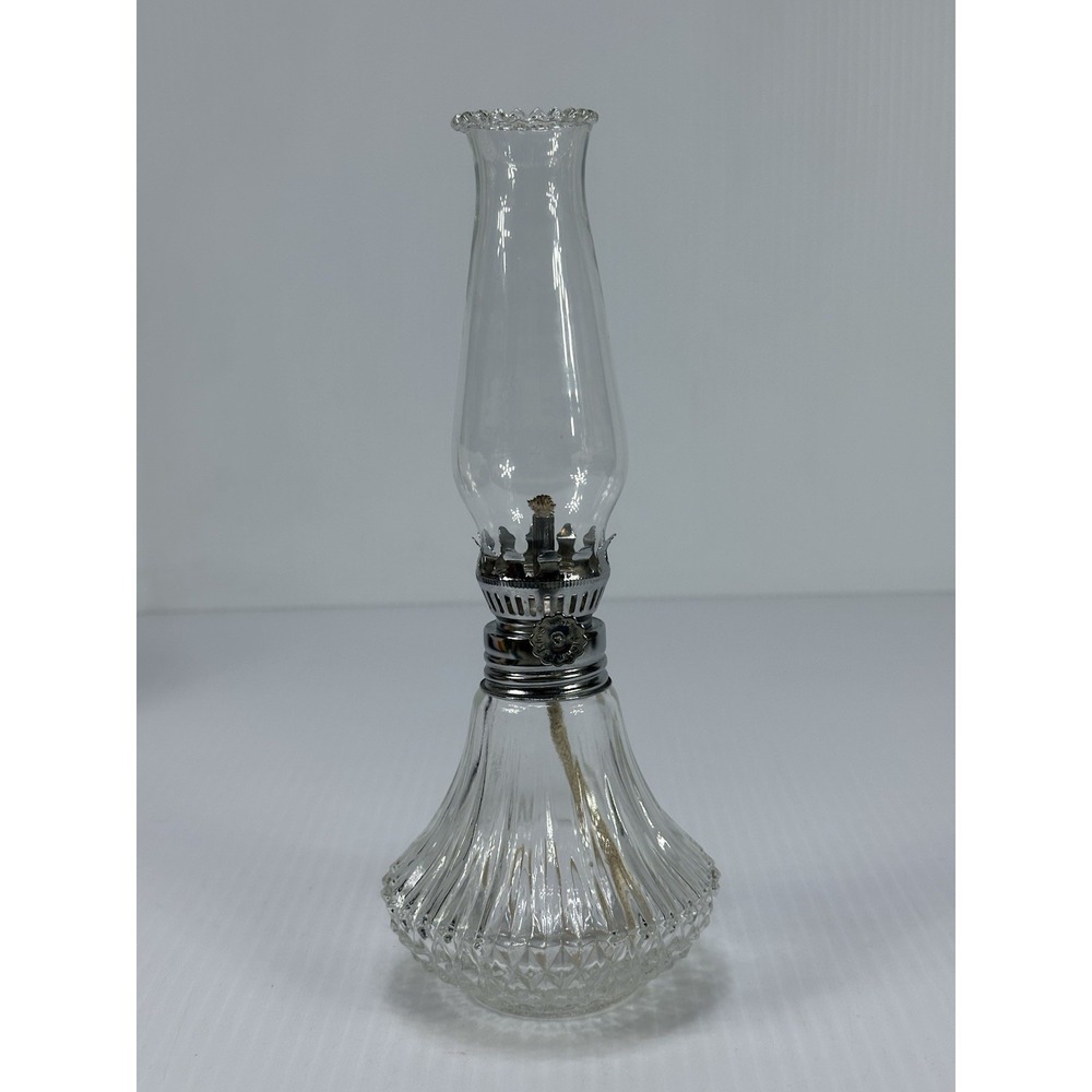 Vintage Lamplight Farms MIni  Oil Lamp CLEAR Shade 9" Tall